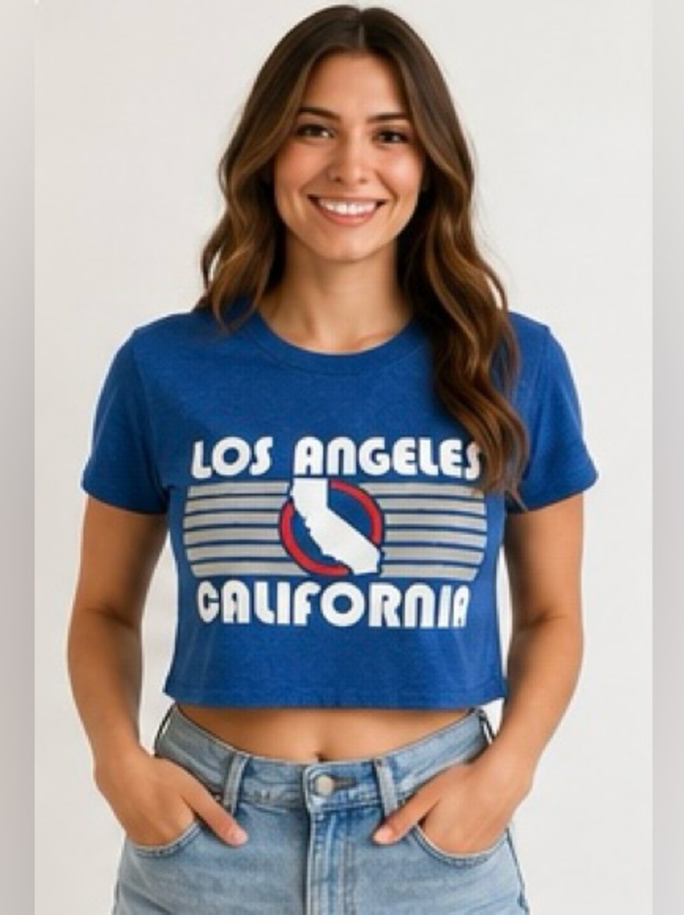 Where I'm From Los Angeles California Crop Tee
Size L • Blue Graphic T-Shirt